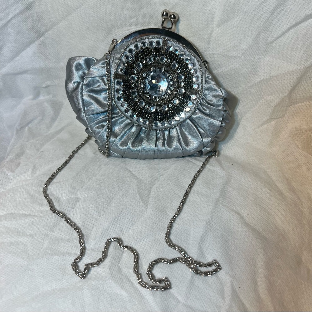 Gray/silver rhinestone cocktail clutch/purse, nwot